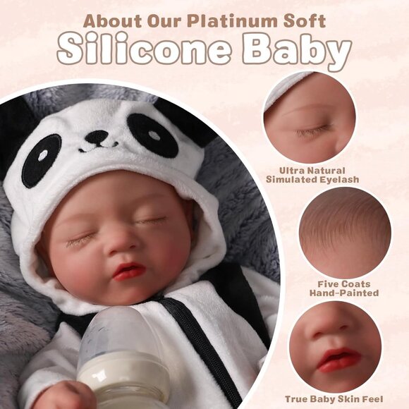 16 Inch Realistic Full Silicone Body Brown Baby Girl Doll 4Lb Weighted Real Doll - Picture 6 of 8